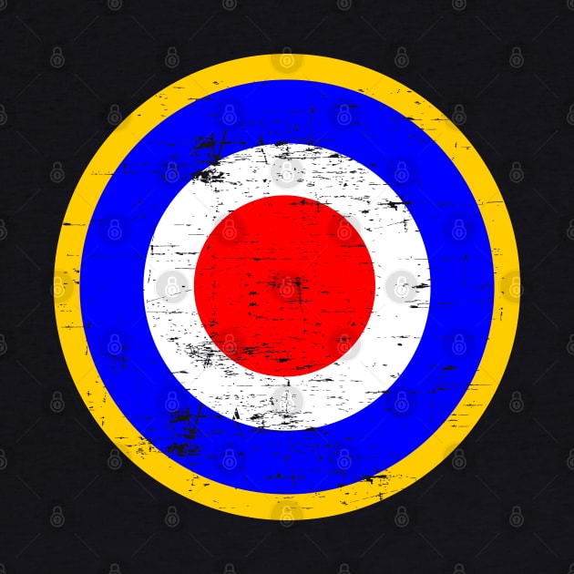 Mod target roundel blue with yellow ring distressed by Lefteris